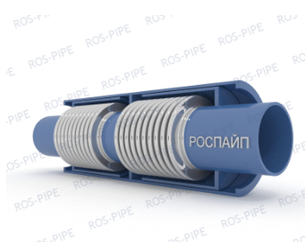 Компенсатор сильфонный двухсекционный с патрубками под приварку и усиленным кожухом для тепловых сетей РОСПАЙП 2ОПКР-16-1000-520 Компенсаторы